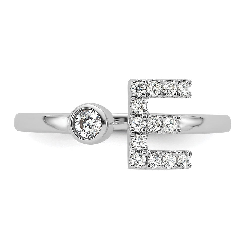 White Gold Lab Grown Diamond VS/SI FGH Initial E Adjustable Ring Model-RM10277E-017-WLG - Charlie & Co. Jewelry