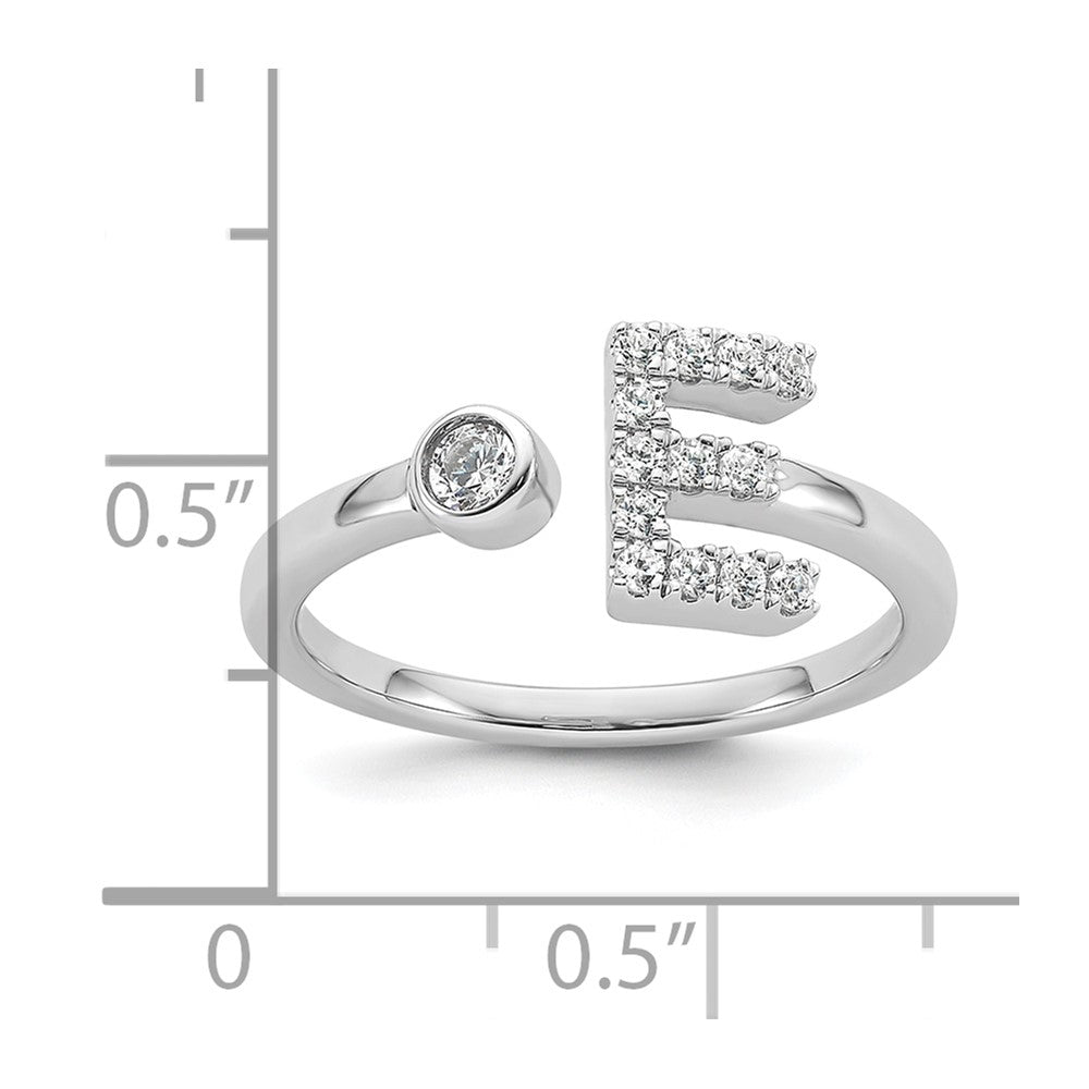 White Gold Lab Grown Diamond VS/SI FGH Initial E Adjustable Ring Model-RM10277E-017-WLG - Charlie & Co. Jewelry