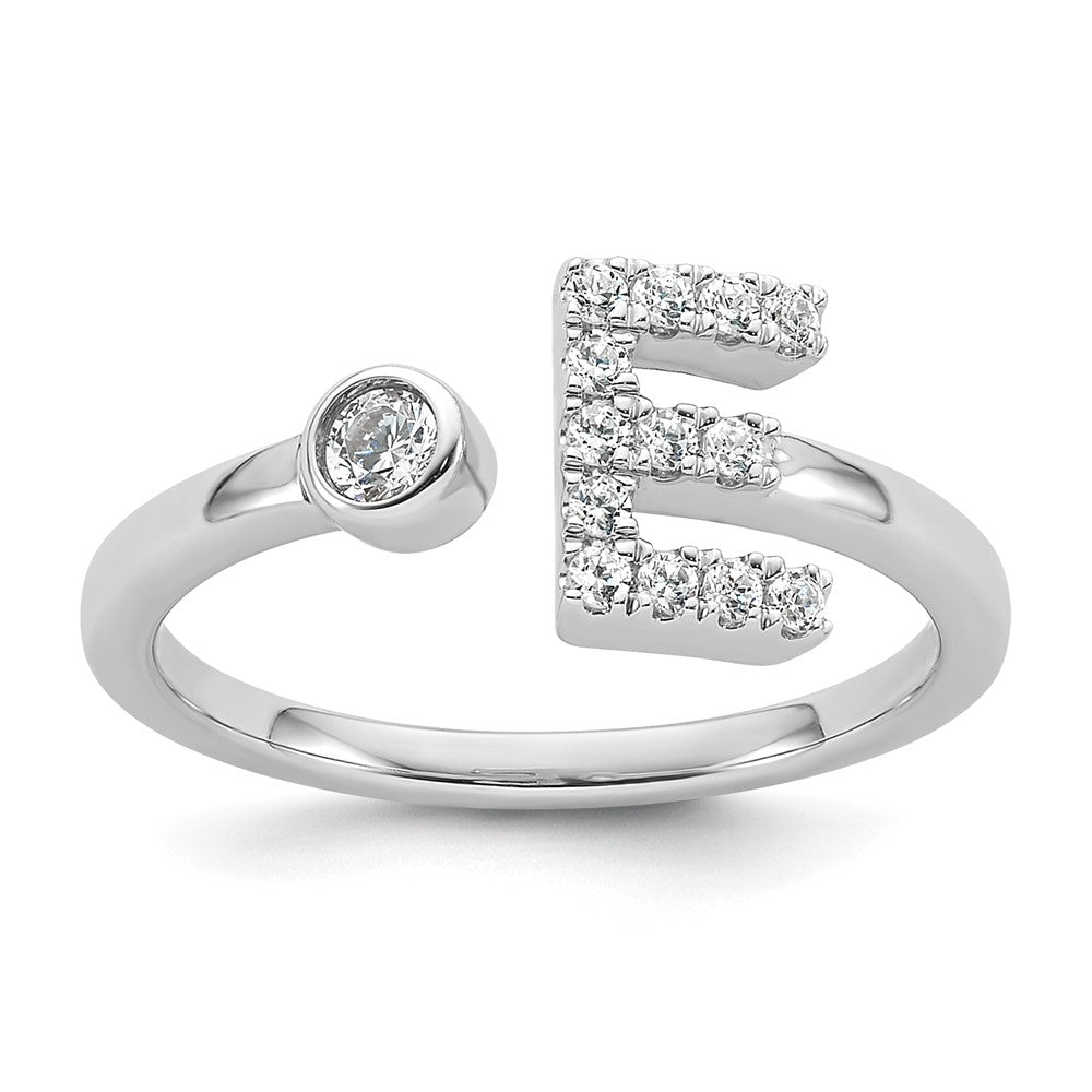 White Gold Lab Grown Diamond VS/SI FGH Initial E Adjustable Ring Model-RM10277E-017-WLG - Charlie & Co. Jewelry