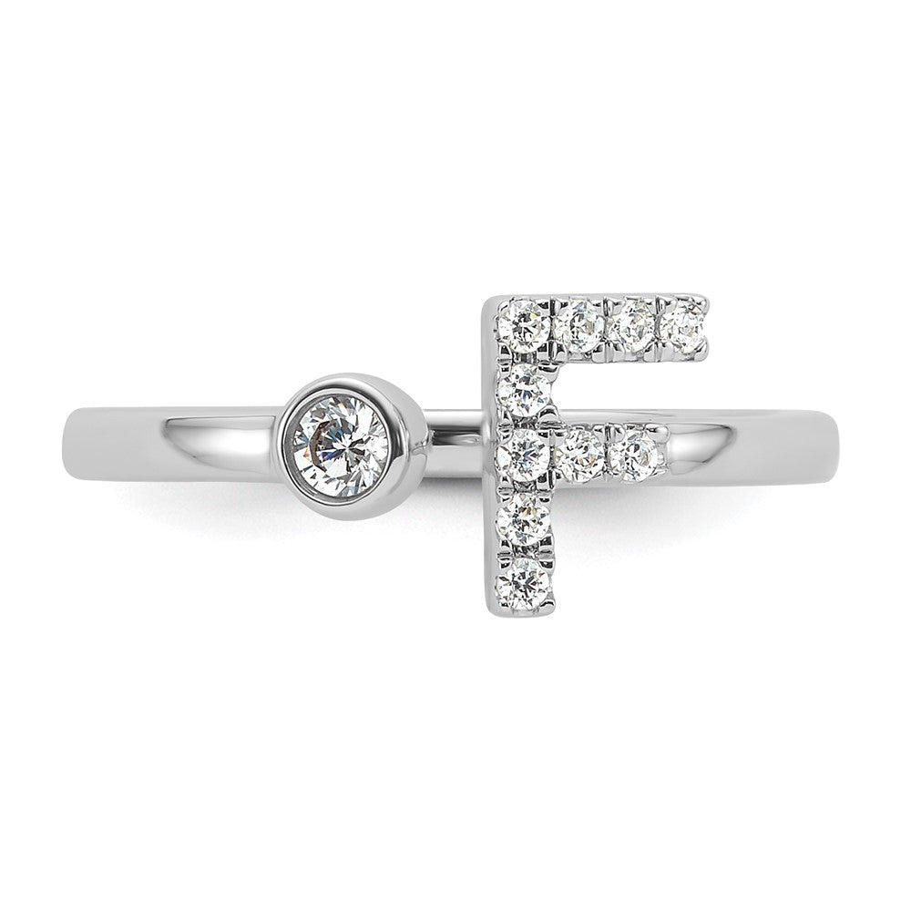 White Gold Lab Grown Diamond VS/SI FGH Initial F Adjustable Ring Model-RM10277F-017-WLG - Charlie & Co. Jewelry