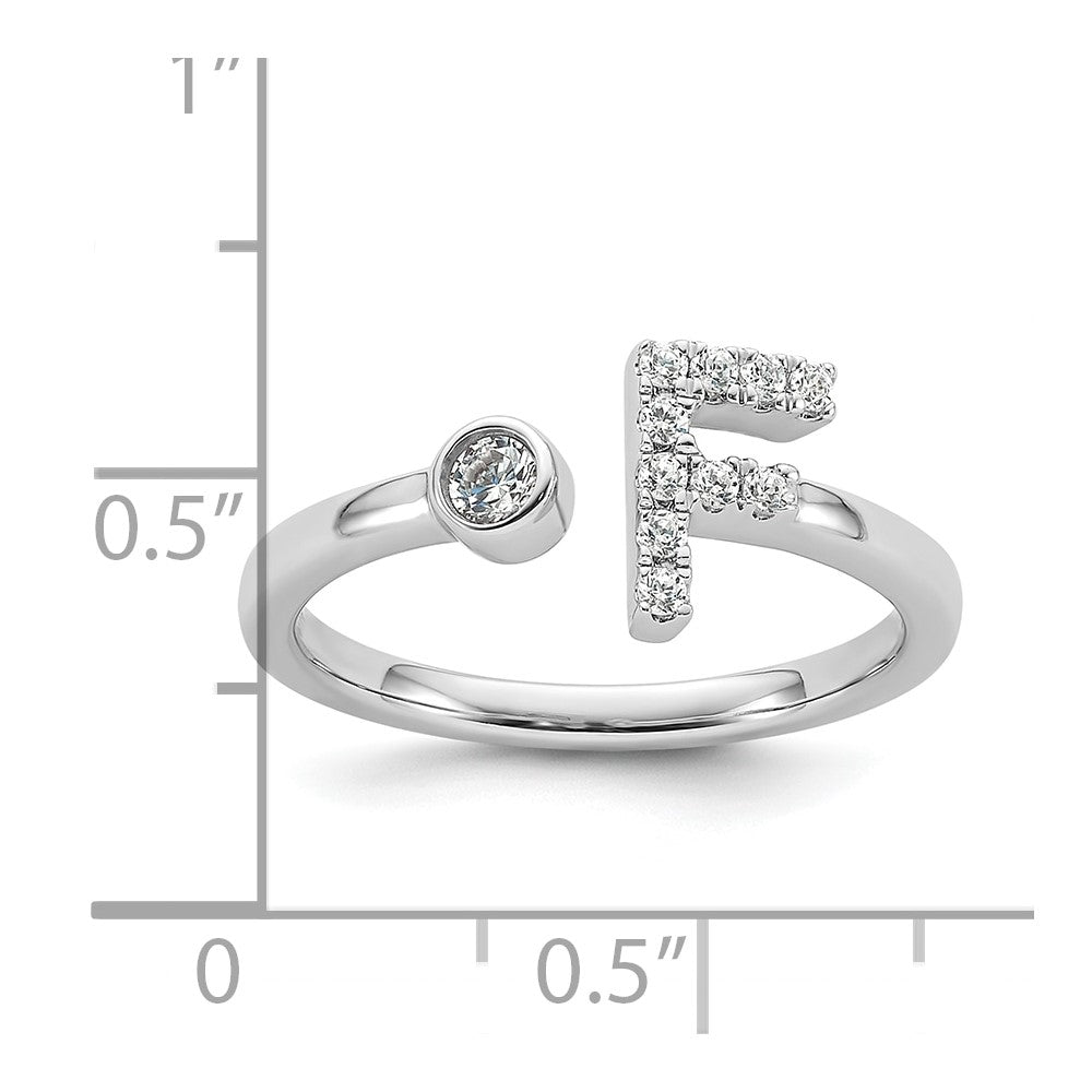 White Gold Lab Grown Diamond VS/SI FGH Initial F Adjustable Ring Model-RM10277F-017-WLG - Charlie & Co. Jewelry