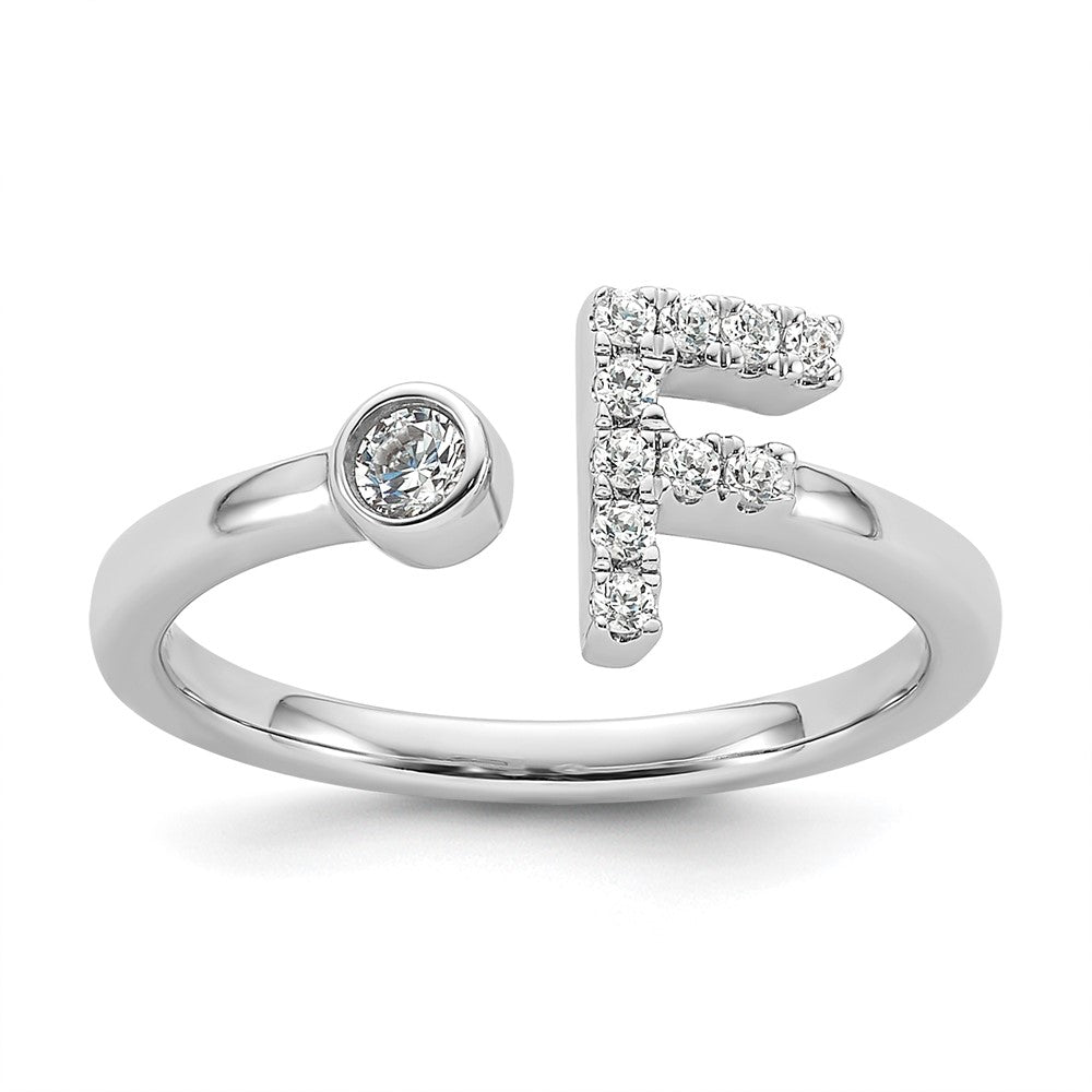 White Gold Lab Grown Diamond VS/SI FGH Initial F Adjustable Ring Model-RM10277F-017-WLG - Charlie & Co. Jewelry