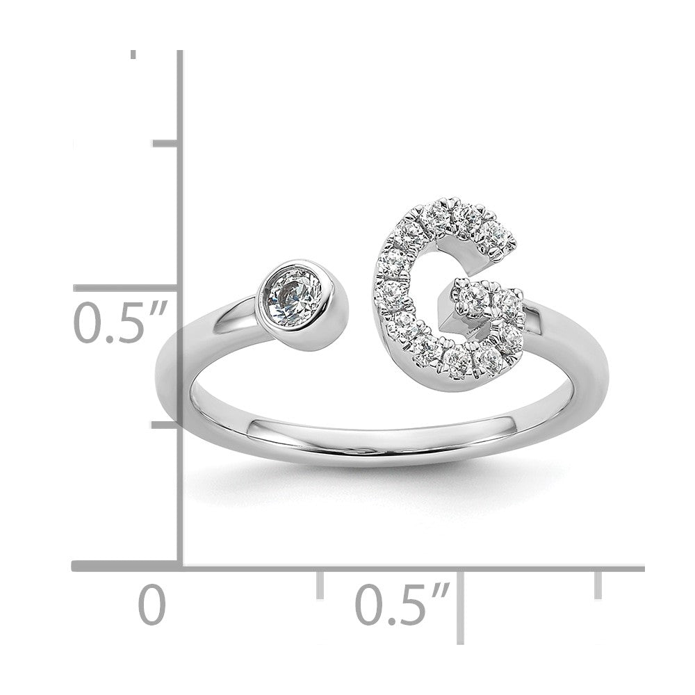 White Gold Lab Grown Diamond VS/SI FGH Initial G Adjustable Ring Model-RM10277G-017-WLG - Charlie & Co. Jewelry