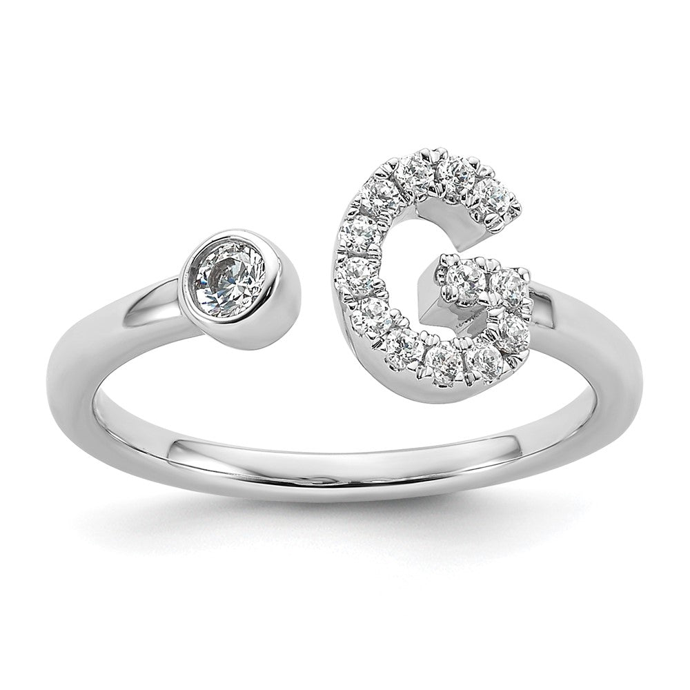 White Gold Lab Grown Diamond VS/SI FGH Initial G Adjustable Ring Model-RM10277G-017-WLG - Charlie & Co. Jewelry