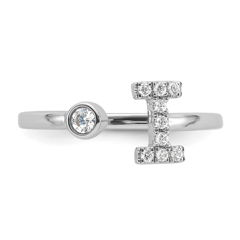 White Gold Lab Grown Diamond VS/SI FGH Initial I Adjustable Ring Model-RM10277I-017-WLG - Charlie & Co. Jewelry