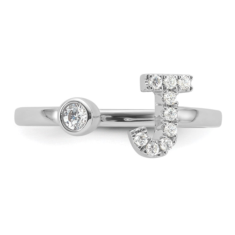 White Gold Lab Grown Diamond VS/SI FGH Initial J Adjustable Ring Model-RM10277J-017-WLG - Charlie & Co. Jewelry