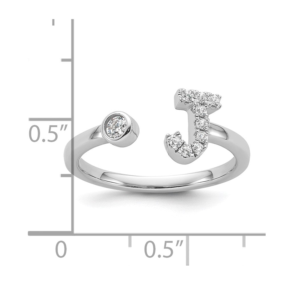 White Gold Lab Grown Diamond VS/SI FGH Initial J Adjustable Ring Model-RM10277J-017-WLG - Charlie & Co. Jewelry