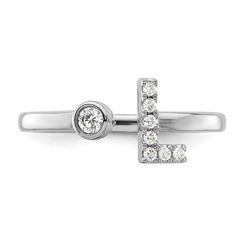 White Gold Lab Grown Diamond VS/SI FGH Initial L Adjustable Ring Model-RM10277L-017-WLG - Charlie & Co. Jewelry