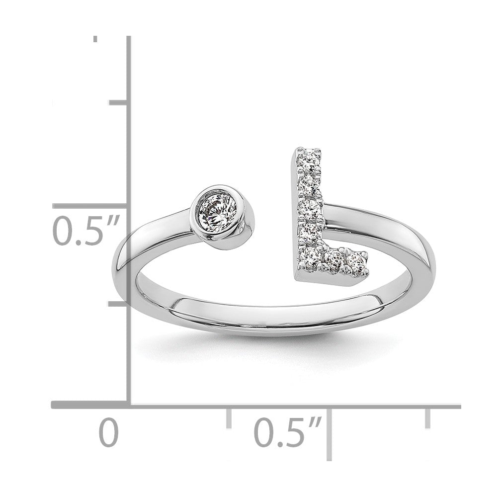 White Gold Lab Grown Diamond VS/SI FGH Initial L Adjustable Ring Model-RM10277L-017-WLG - Charlie & Co. Jewelry