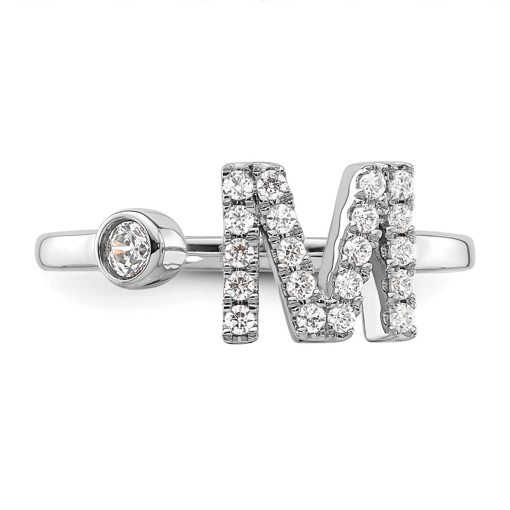 White Gold Lab Grown Diamond VS/SI FGH Initial M Adjustable Ring Model-RM10277M-017-WLG - Charlie & Co. Jewelry