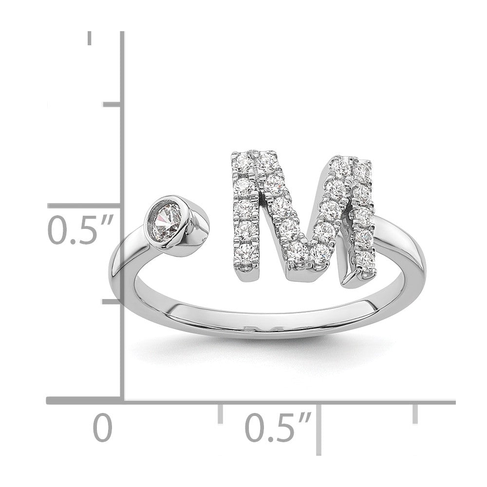 White Gold Lab Grown Diamond VS/SI FGH Initial M Adjustable Ring Model-RM10277M-017-WLG - Charlie & Co. Jewelry