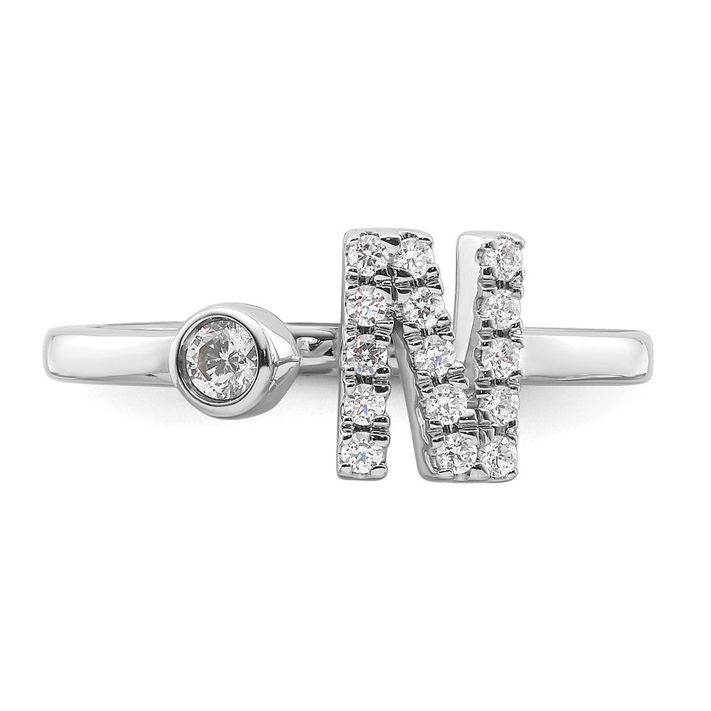 White Gold Lab Grown Diamond VS/SI FGH Initial N Adjustable Ring Model-RM10277N-017-WLG - Charlie & Co. Jewelry