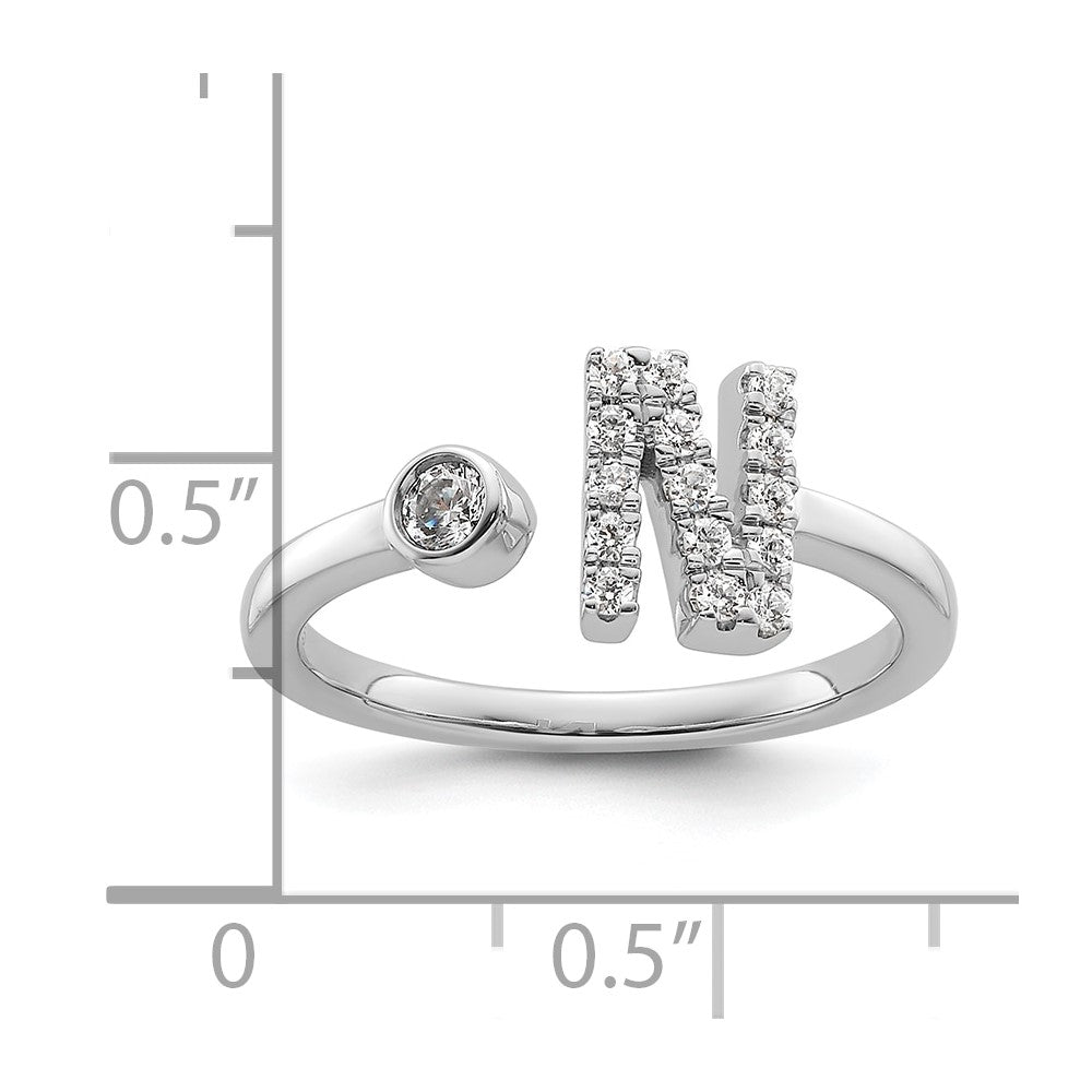 White Gold Lab Grown Diamond VS/SI FGH Initial N Adjustable Ring Model-RM10277N-017-WLG - Charlie & Co. Jewelry