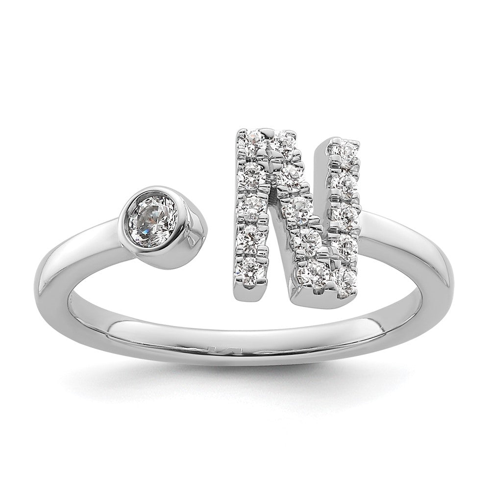 White Gold Lab Grown Diamond VS/SI FGH Initial N Adjustable Ring Model-RM10277N-017-WLG - Charlie & Co. Jewelry