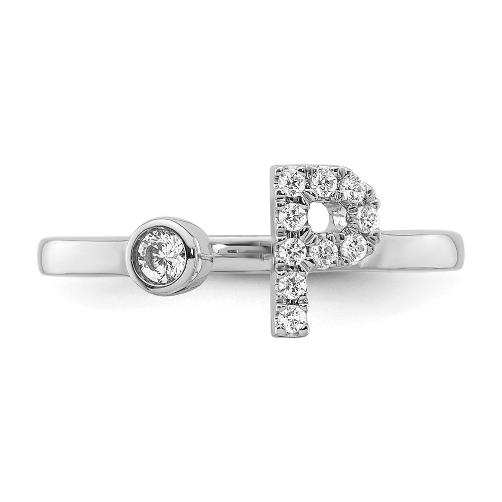 White Gold Lab Grown Diamond VS/SI FGH Initial P Adjustable Ring Model-RM10277P-017-WLG - Charlie & Co. Jewelry