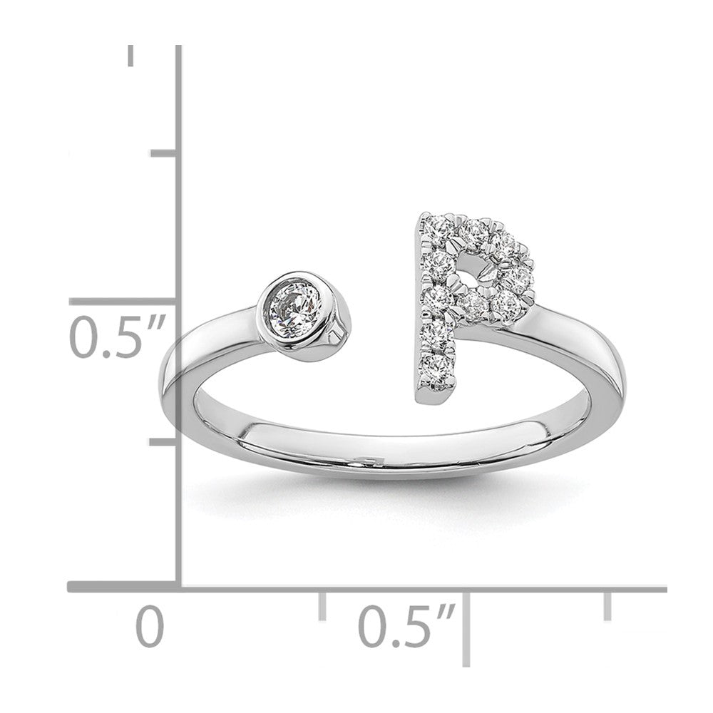 White Gold Lab Grown Diamond VS/SI FGH Initial P Adjustable Ring Model-RM10277P-017-WLG - Charlie & Co. Jewelry