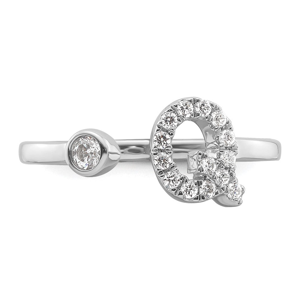 White Gold Lab Grown Diamond VS/SI FGH Initial Q Adjustable Ring Model-RM10277Q-017-WLG - Charlie & Co. Jewelry