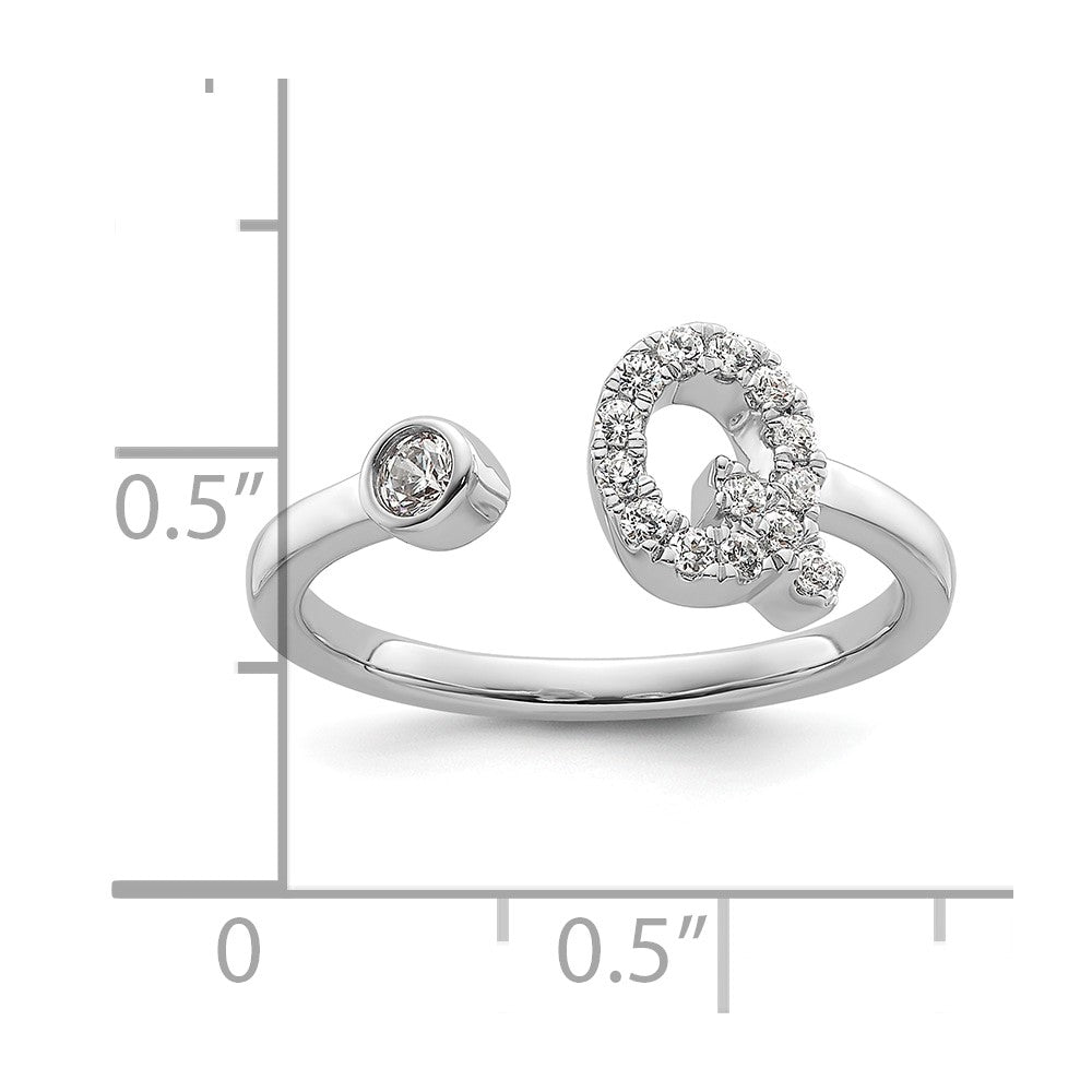 White Gold Lab Grown Diamond VS/SI FGH Initial Q Adjustable Ring Model-RM10277Q-017-WLG - Charlie & Co. Jewelry