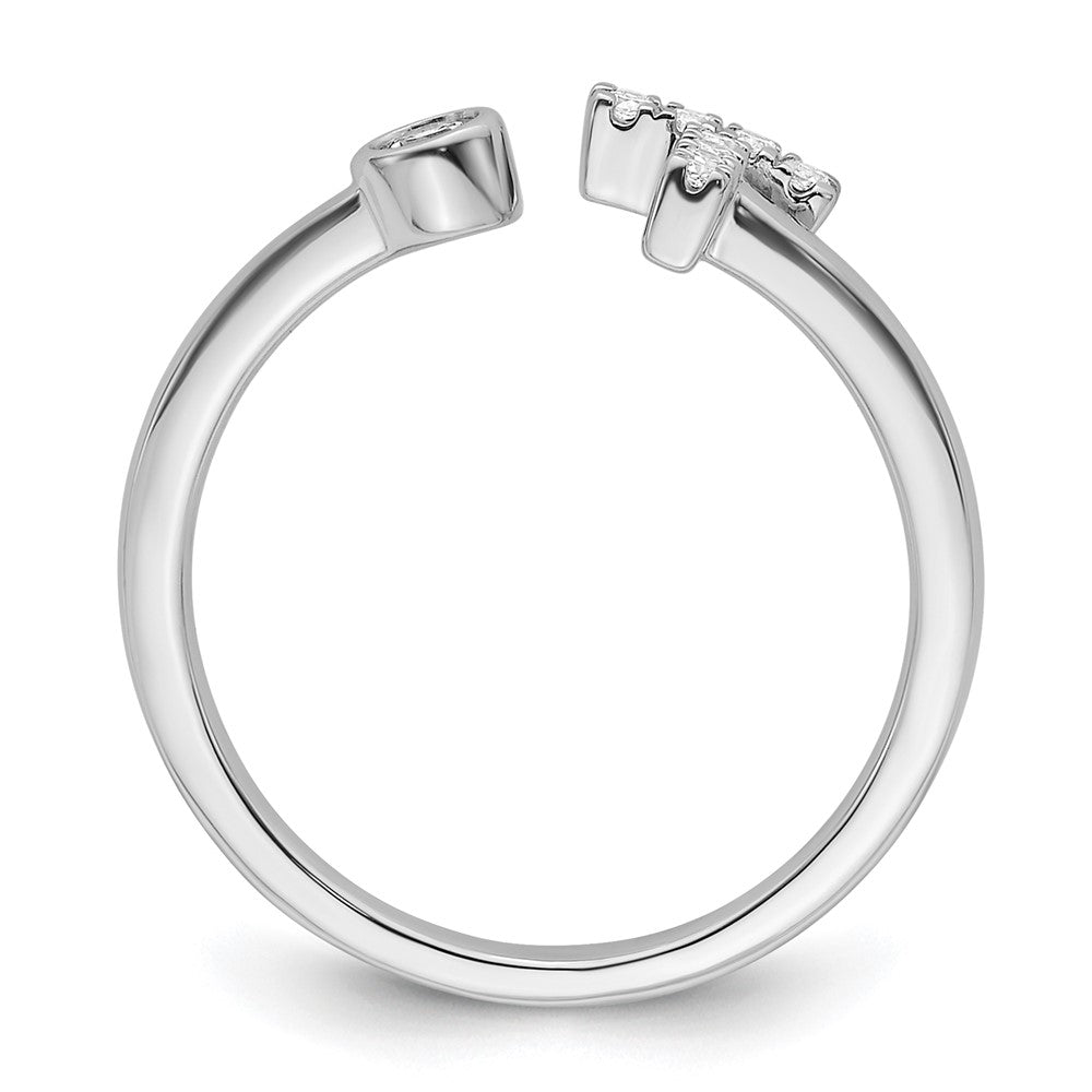 White Gold Lab Grown Diamond VS/SI FGH Initial T Adjustable Ring Model-RM10277T-017-WLG - Charlie & Co. Jewelry