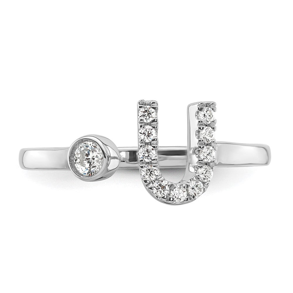 White Gold Lab Grown Diamond VS/SI FGH Initial U Adjustable Ring Model-RM10277U-017-WLG - Charlie & Co. Jewelry