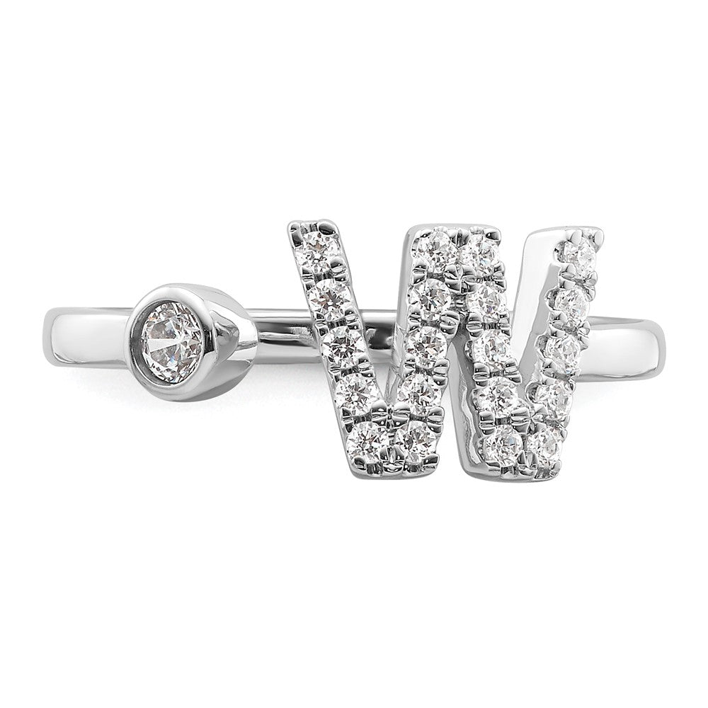 White Gold Lab Grown Diamond VS/SI FGH Initial W Adjustable Ring Model-RM10277W-017-WLG - Charlie & Co. Jewelry