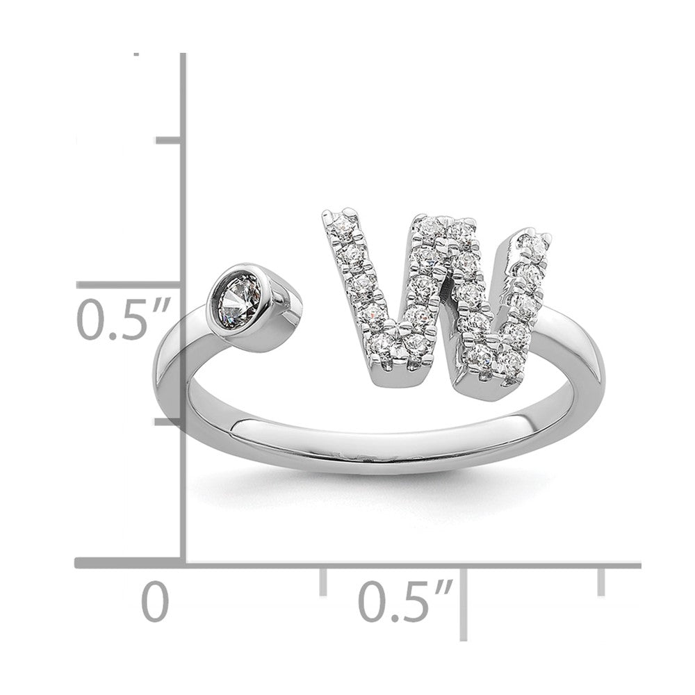 White Gold Lab Grown Diamond VS/SI FGH Initial W Adjustable Ring Model-RM10277W-017-WLG - Charlie & Co. Jewelry