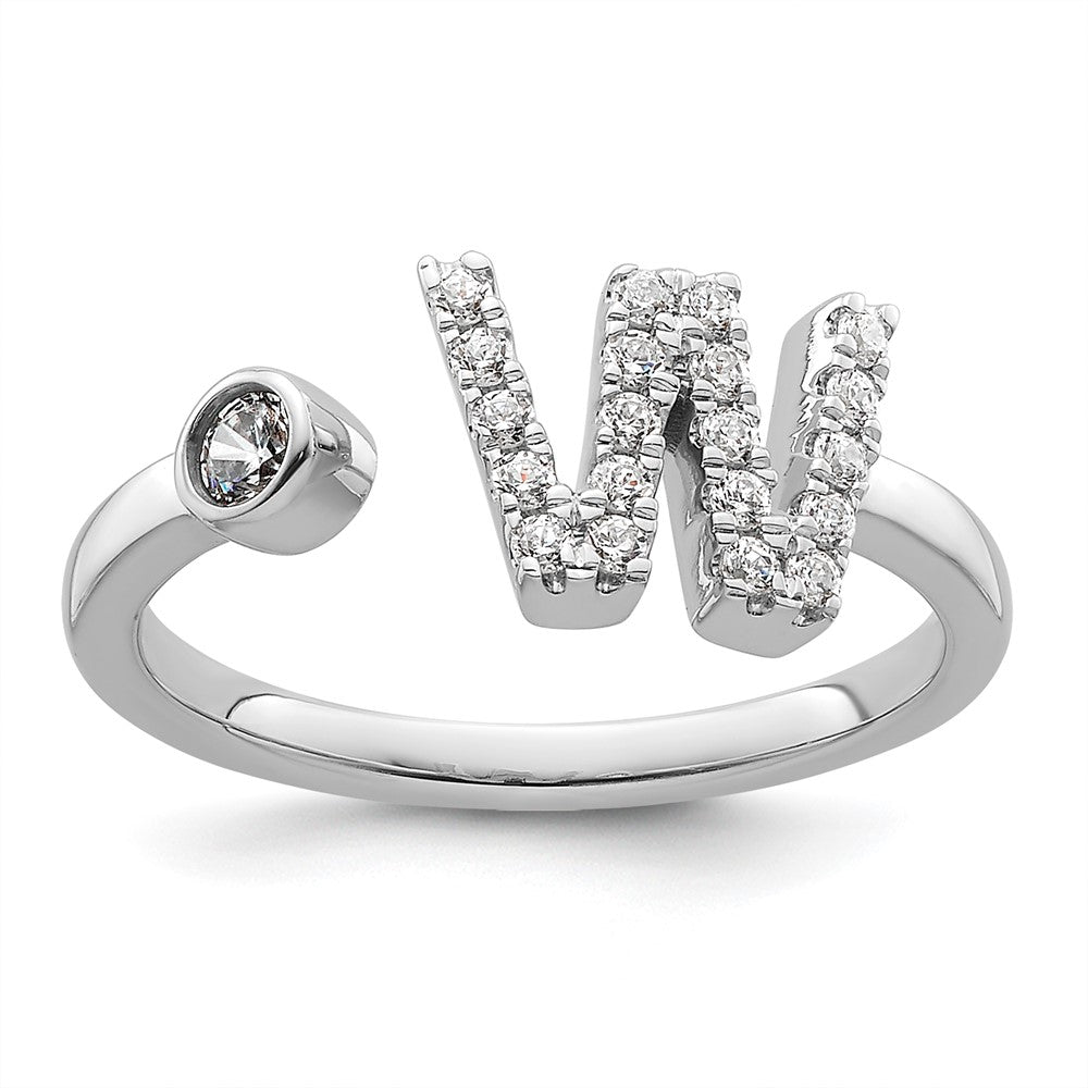 White Gold Lab Grown Diamond VS/SI FGH Initial W Adjustable Ring Model-RM10277W-017-WLG - Charlie & Co. Jewelry