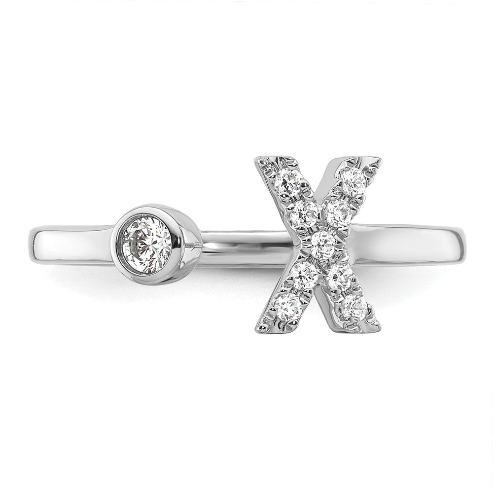 White Gold Lab Grown Diamond VS/SI FGH Initial X Adjustable Ring Model-RM10277X-017-WLG - Charlie & Co. Jewelry