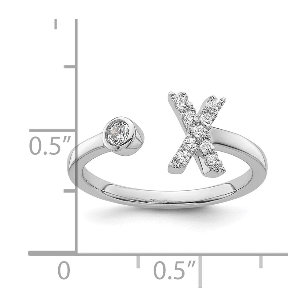 White Gold Lab Grown Diamond VS/SI FGH Initial X Adjustable Ring Model-RM10277X-017-WLG - Charlie & Co. Jewelry