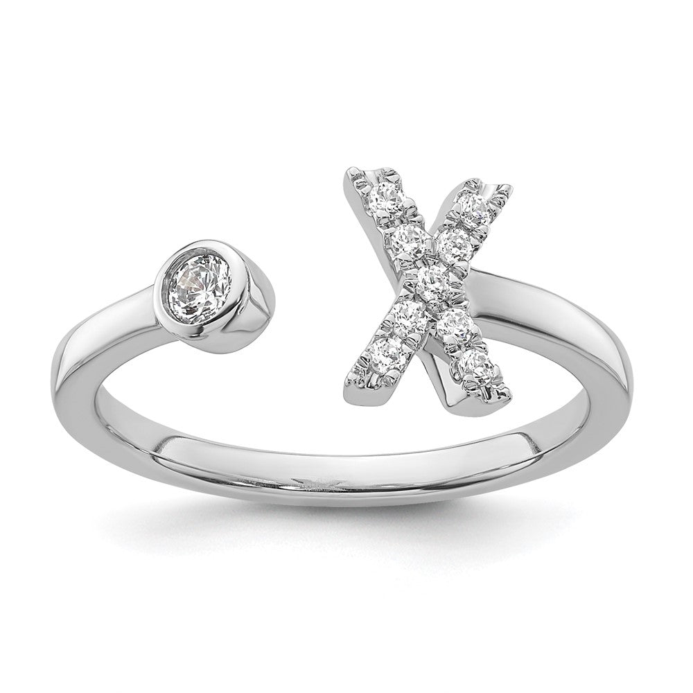 White Gold Lab Grown Diamond VS/SI FGH Initial X Adjustable Ring Model-RM10277X-017-WLG - Charlie & Co. Jewelry