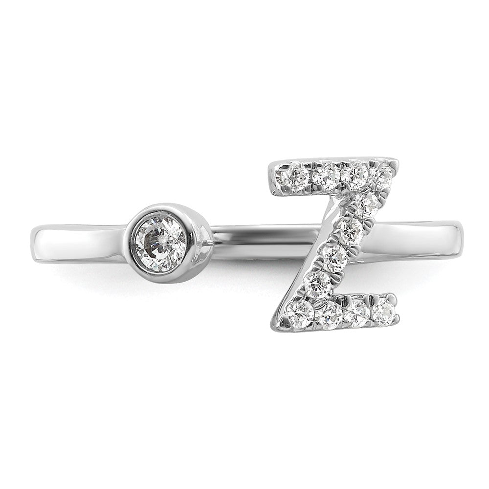 White Gold Lab Grown Diamond VS/SI FGH Initial Z Adjustable Ring Model-RM10277Z-017-WLG - Charlie & Co. Jewelry