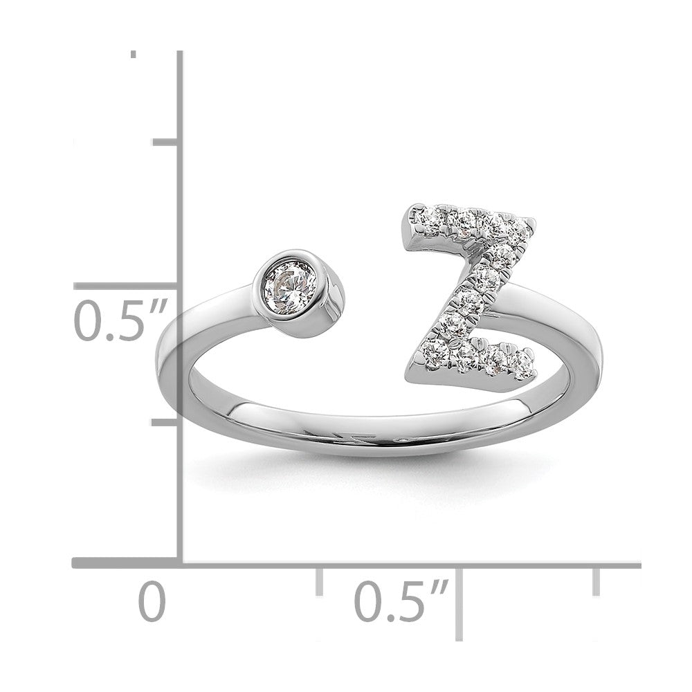 White Gold Lab Grown Diamond VS/SI FGH Initial Z Adjustable Ring Model-RM10277Z-017-WLG - Charlie & Co. Jewelry