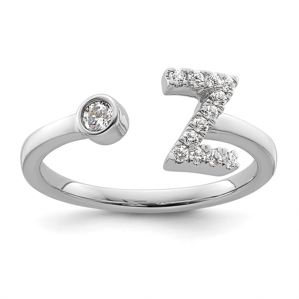 White Gold Lab Grown Diamond VS/SI FGH Initial Z Adjustable Ring Model-RM10277Z-017-WLG - Charlie & Co. Jewelry