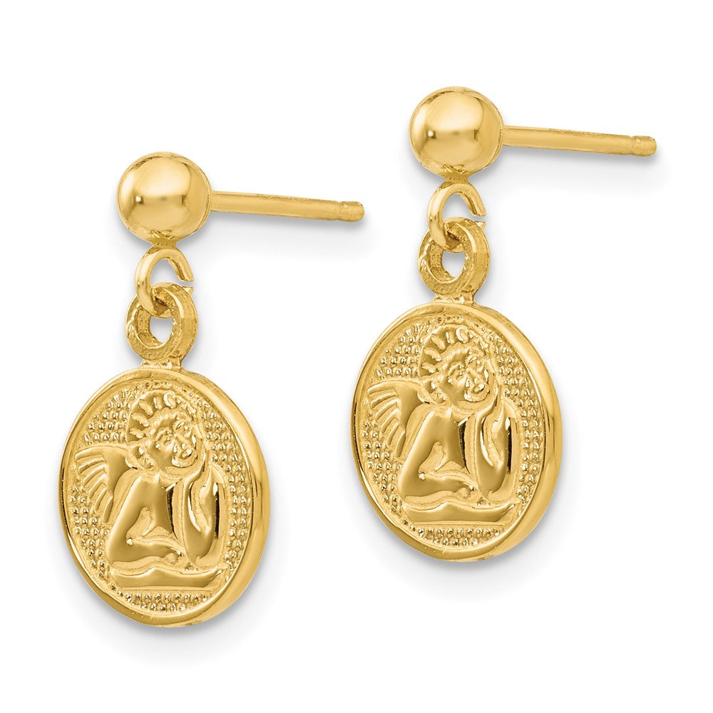 Gold Polished Raphael Angel Earrings - Model S1122 - Charlie & Co. Jewelry