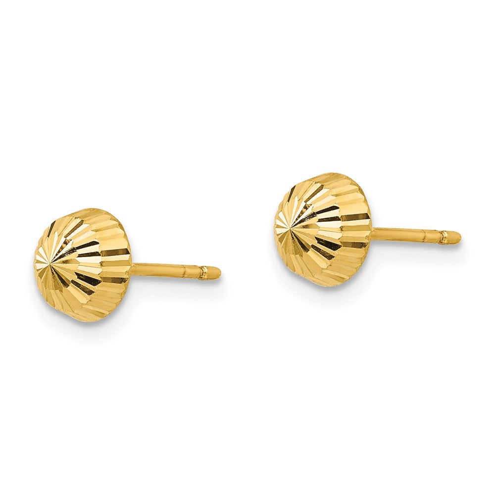 Gold Madi K Polished and D/C Swirl 5mm Button Post Earrings - Model SE118 - Charlie & Co. Jewelry