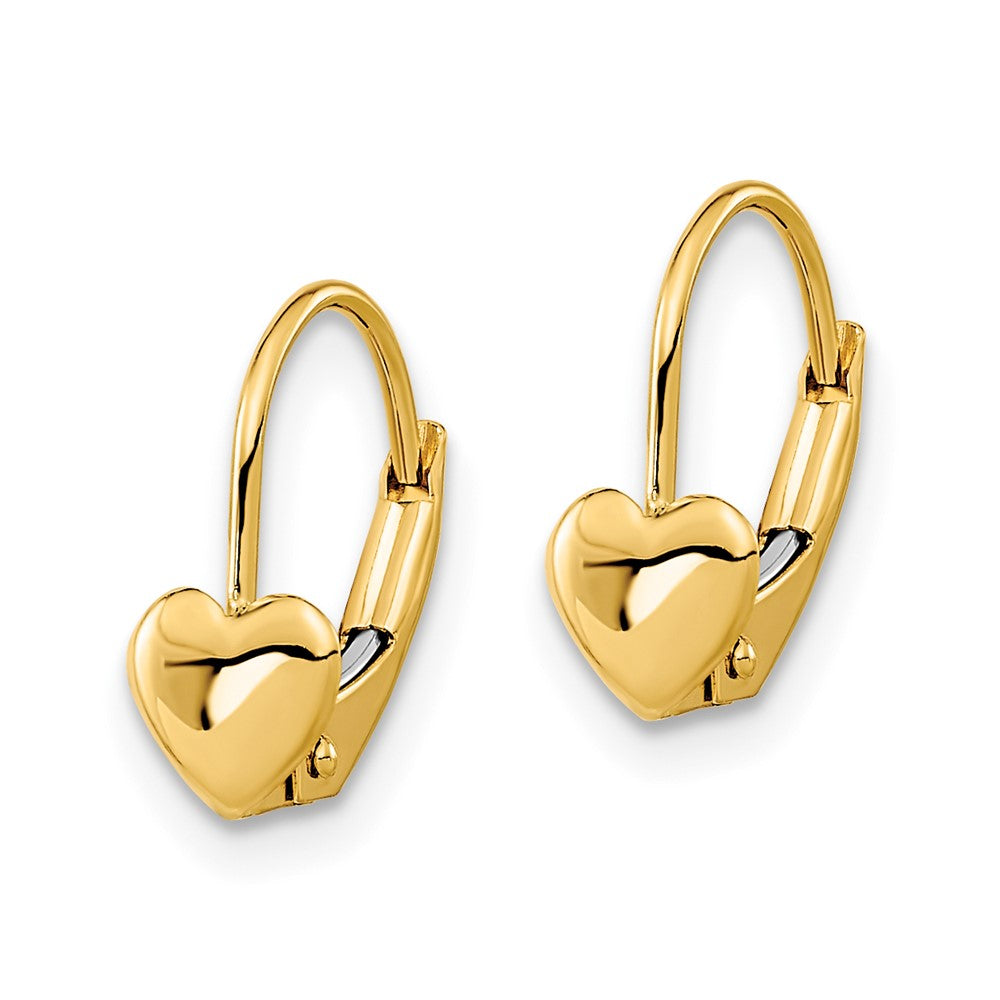 Gold Madi K Heart Leverback Earrings Model-SE2244 - Charlie & Co. Jewelry