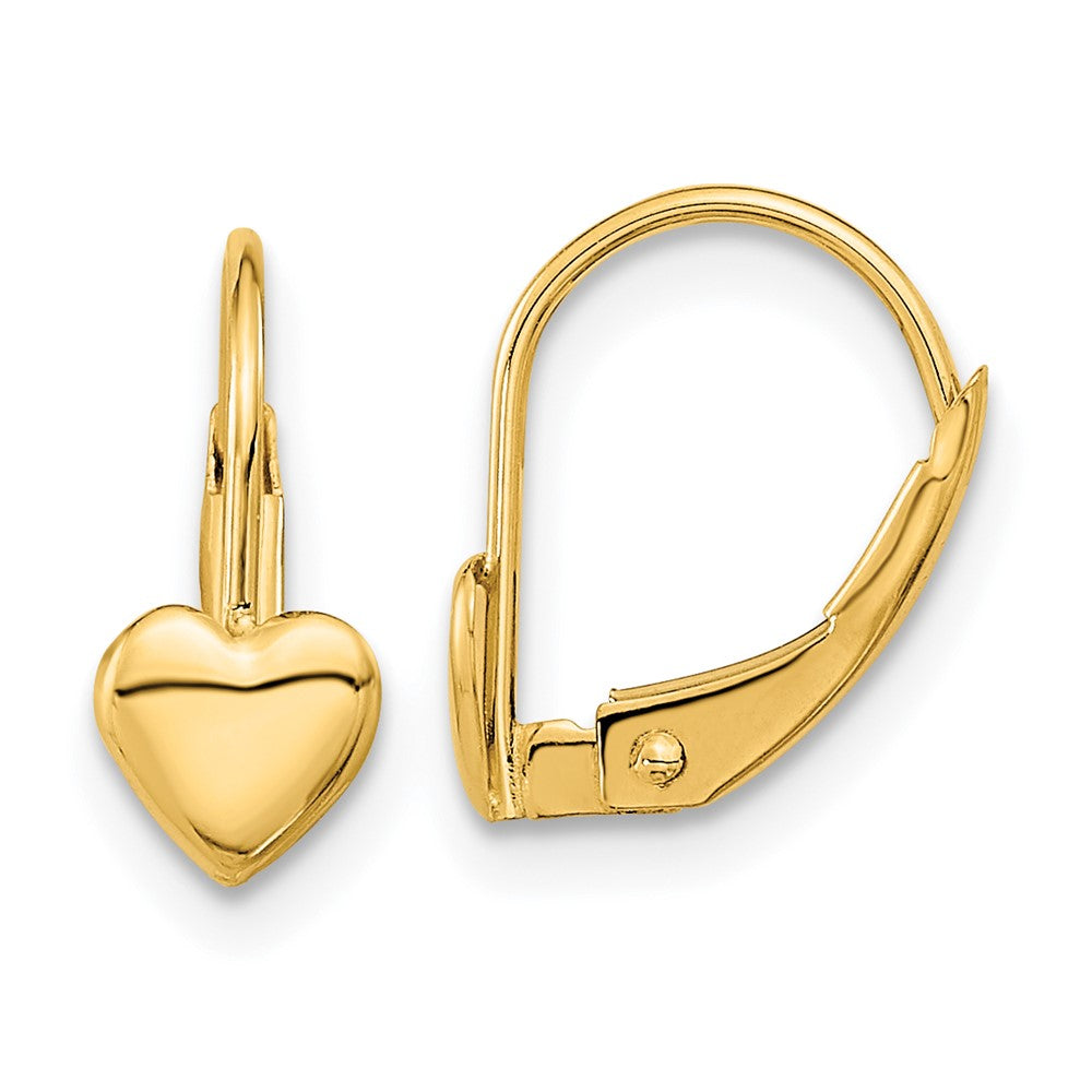 Gold Madi K Heart Leverback Earrings Model-SE2244 - Charlie & Co. Jewelry