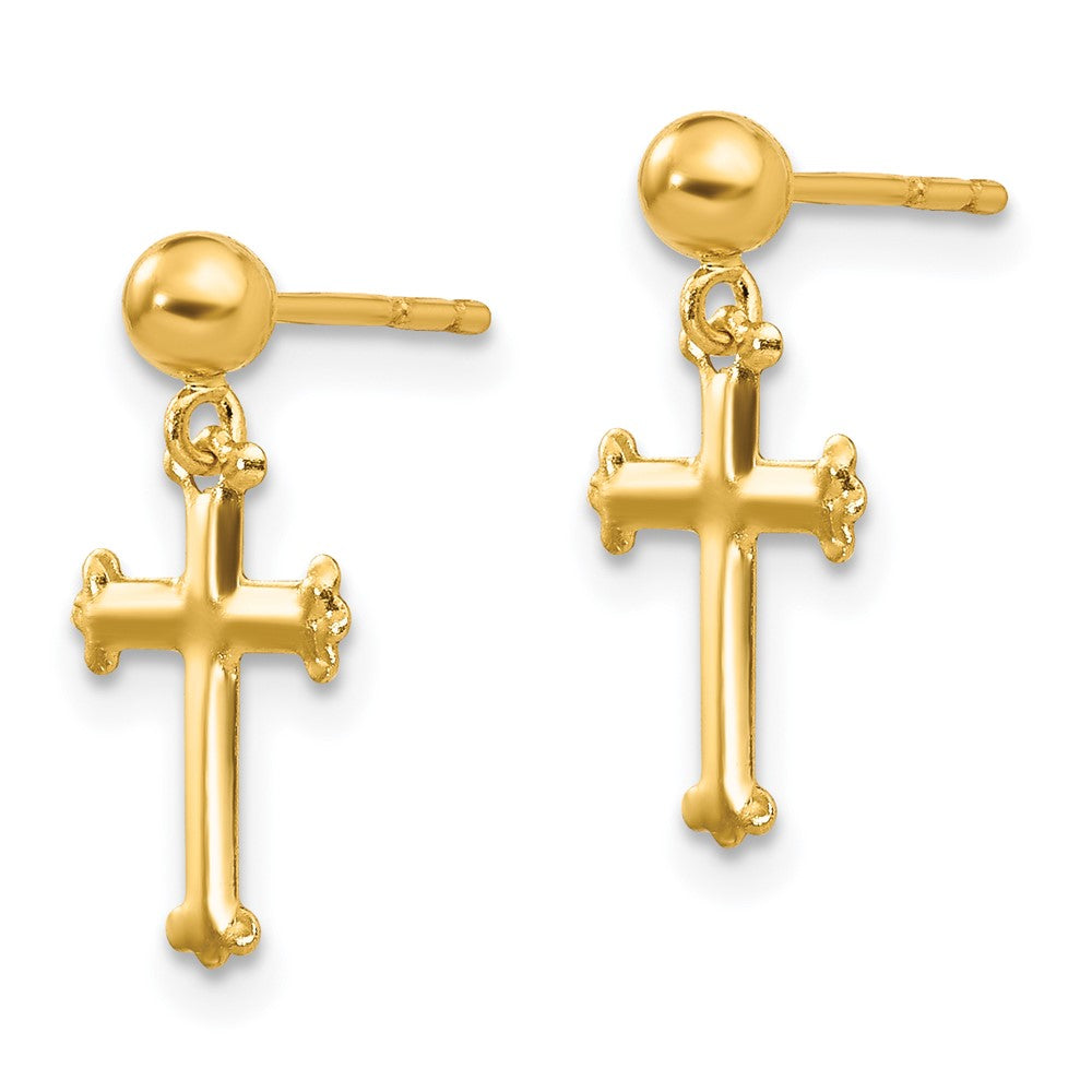 Gold Madi K Cross Dangle Post Earrings Model-SE2348 - Charlie & Co. Jewelry