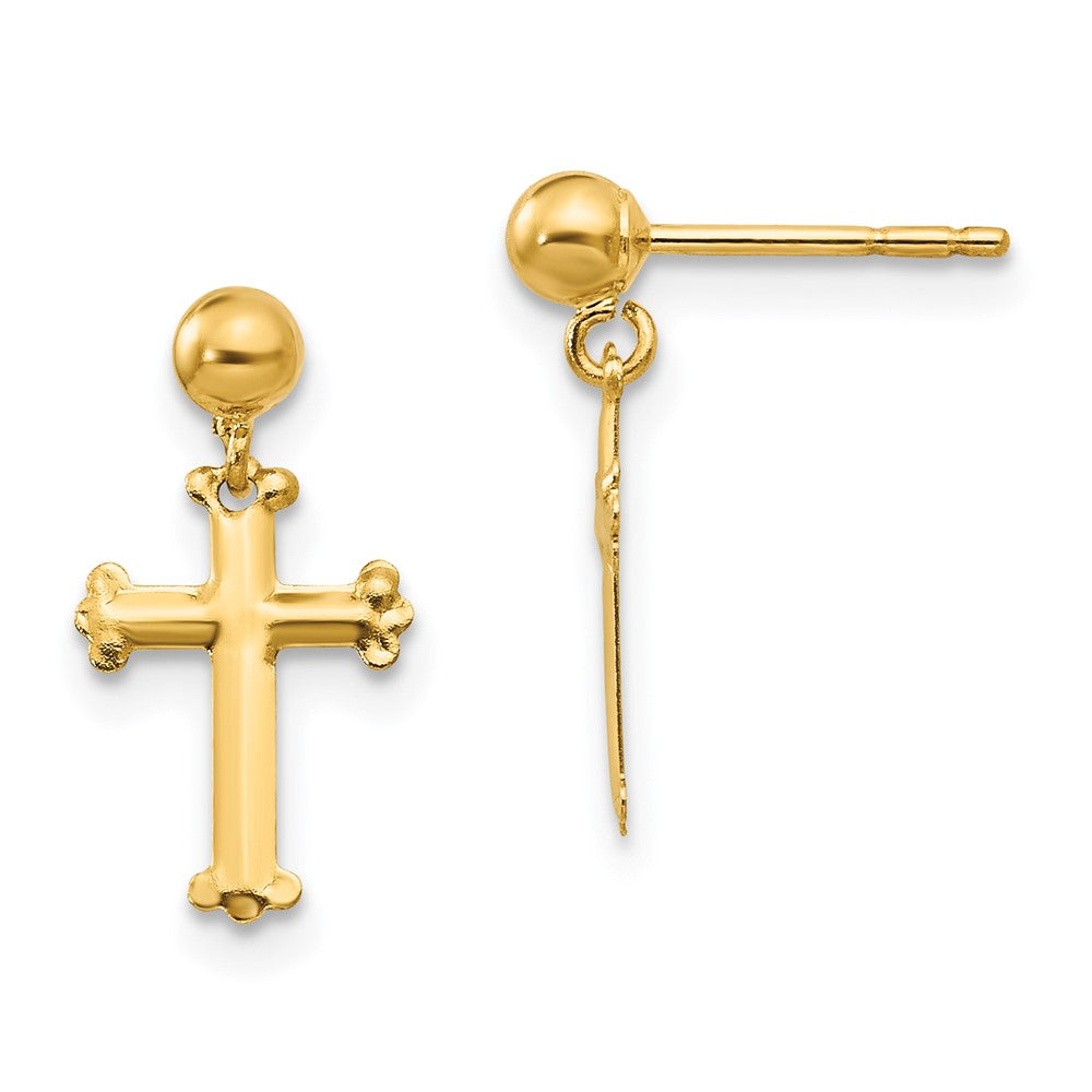 Gold Madi K Cross Dangle Post Earrings Model-SE2348 - Charlie & Co. Jewelry