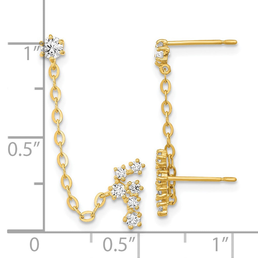 Gold CZ Double Post with Chain Constellation Earrings - Model SE2548 - Charlie & Co. Jewelry