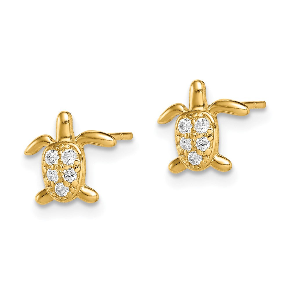 14K Gold Madi K CZ Turtle Post Earrings - Charlie & Co. Jewelry