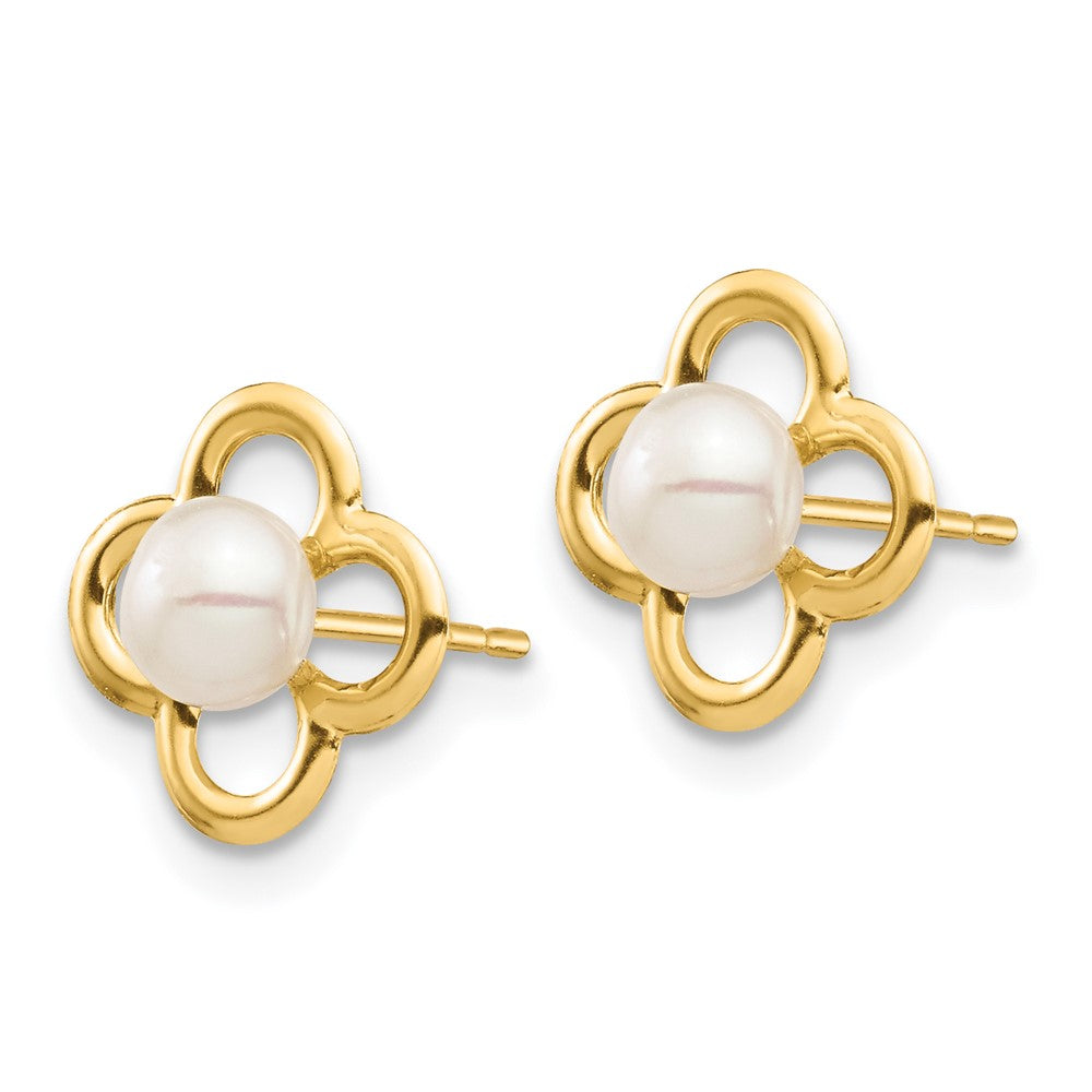 Gold Madi K 4-5mm White Button Freshwater Cultured Pearl Post Earrings - Model SE2962 - Charlie & Co. Jewelry