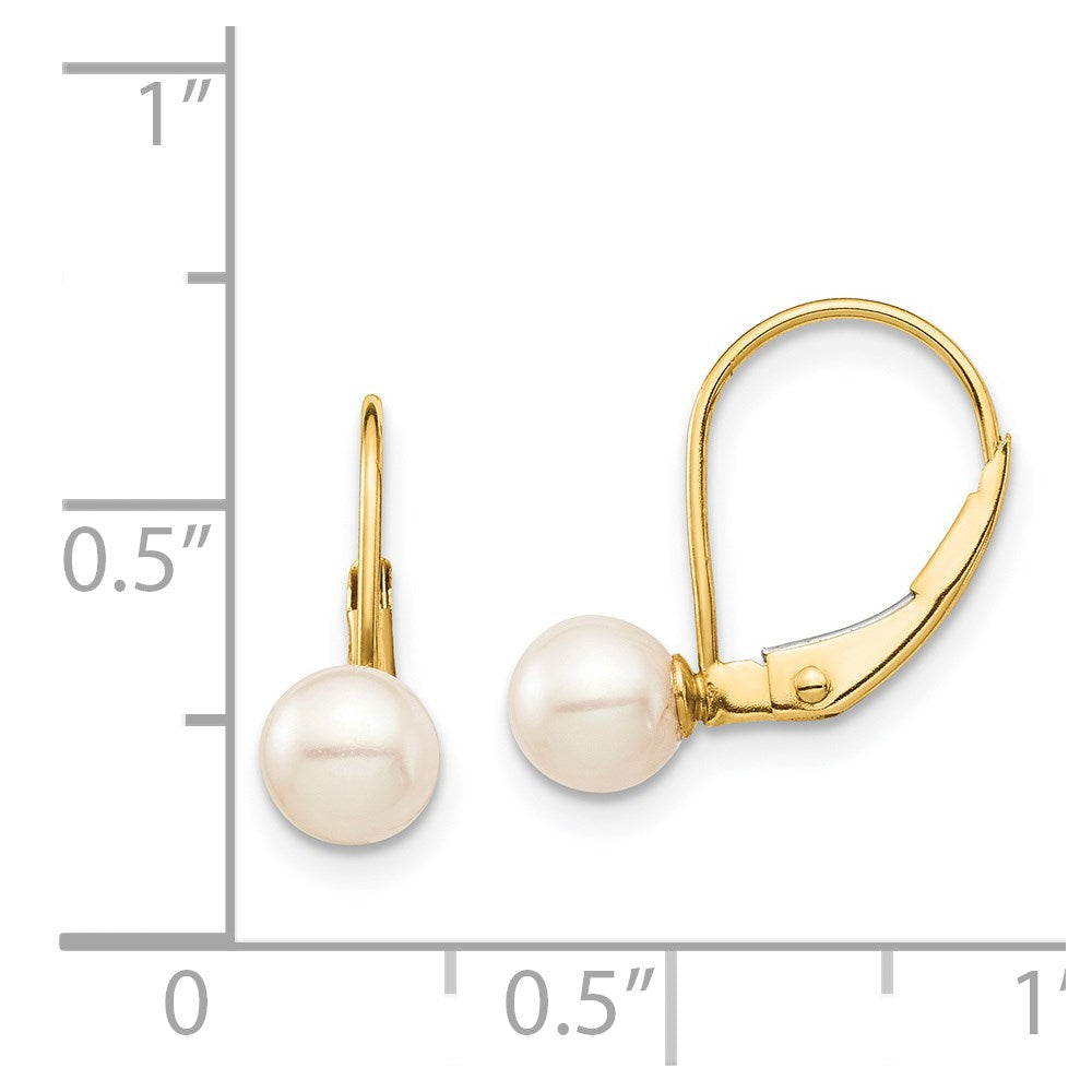 Gold Madi K 5-6mm White Round FW Cultured Pearl Leverback Earrings Model-SE2966 - Charlie & Co. Jewelry