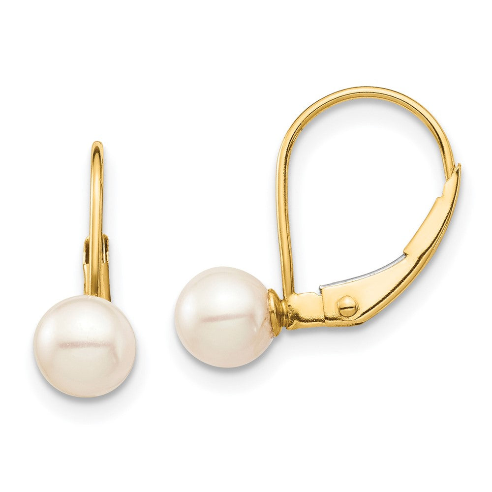 Gold Madi K 5-6mm White Round FW Cultured Pearl Leverback Earrings Model-SE2966 - Charlie & Co. Jewelry