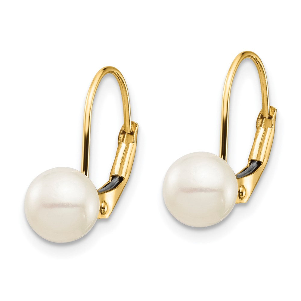 Gold Madi K 6-7mm White Round FW Cultured Pearl Leverback Earrings - Model SE2967 - Charlie & Co. Jewelry