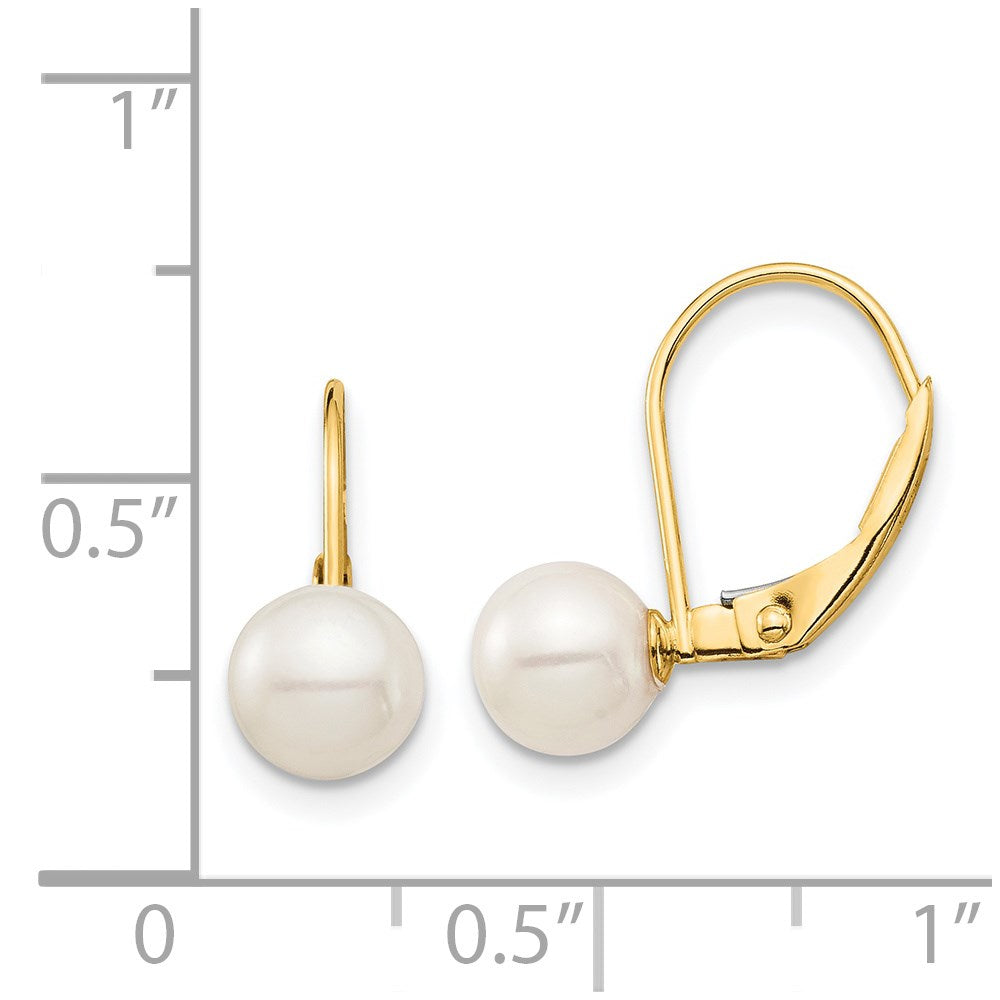 Gold Madi K 6-7mm White Round FW Cultured Pearl Leverback Earrings - Model SE2967 - Charlie & Co. Jewelry