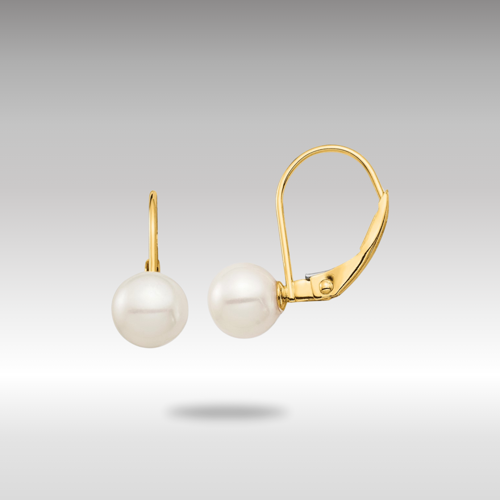 Gold Madi K 6-7mm White Round FW Cultured Pearl Leverback Earrings - Model SE2967 - Charlie & Co. Jewelry