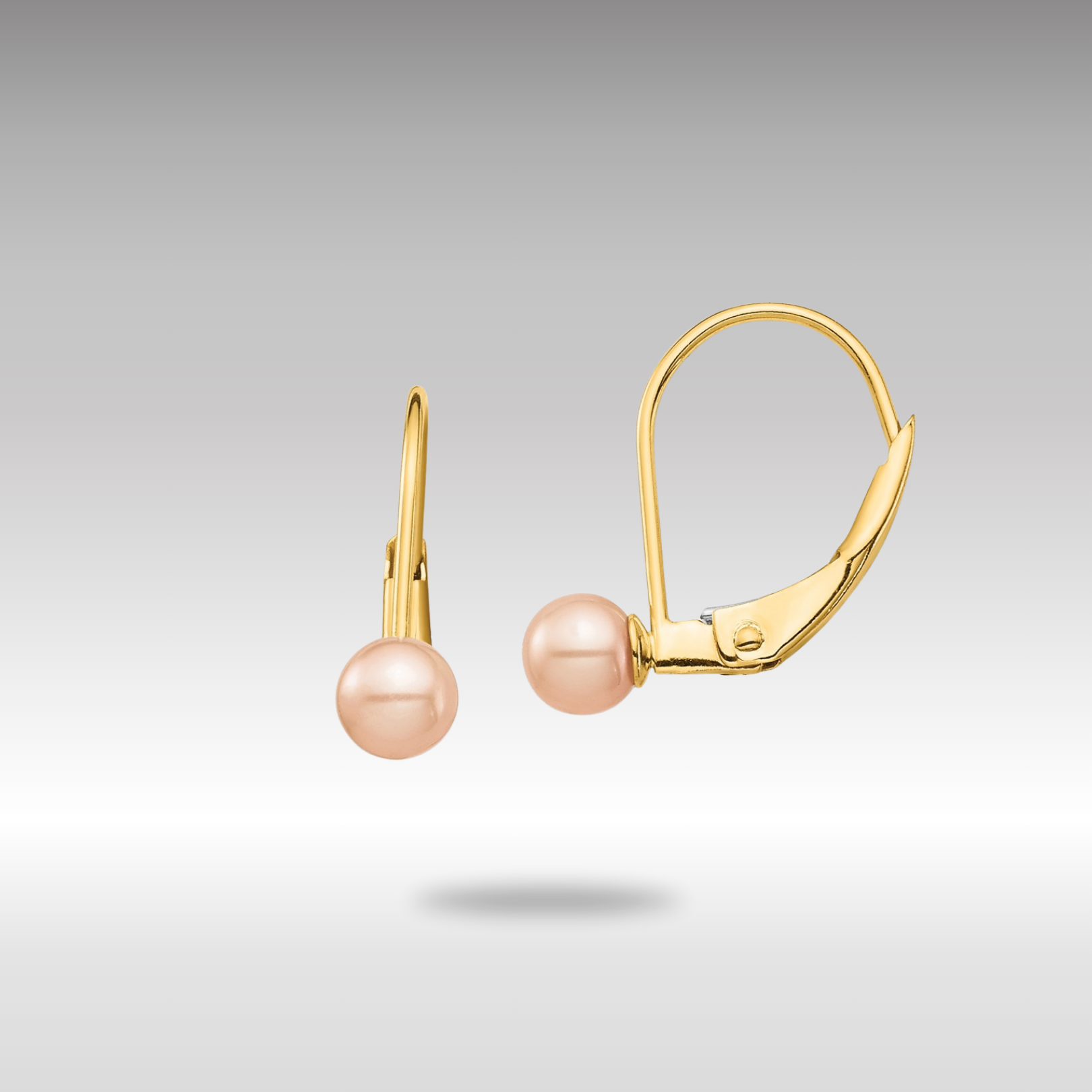 Gold Madi K 4-5mm Pink Round FW Cultured Pearl Leverback Earrings - Model SE2969 - Charlie & Co. Jewelry