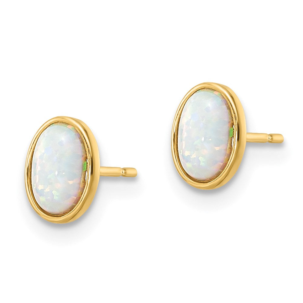 Gold Madi K Created Opal Post Earrings - Model SE3027 - Charlie & Co. Jewelry