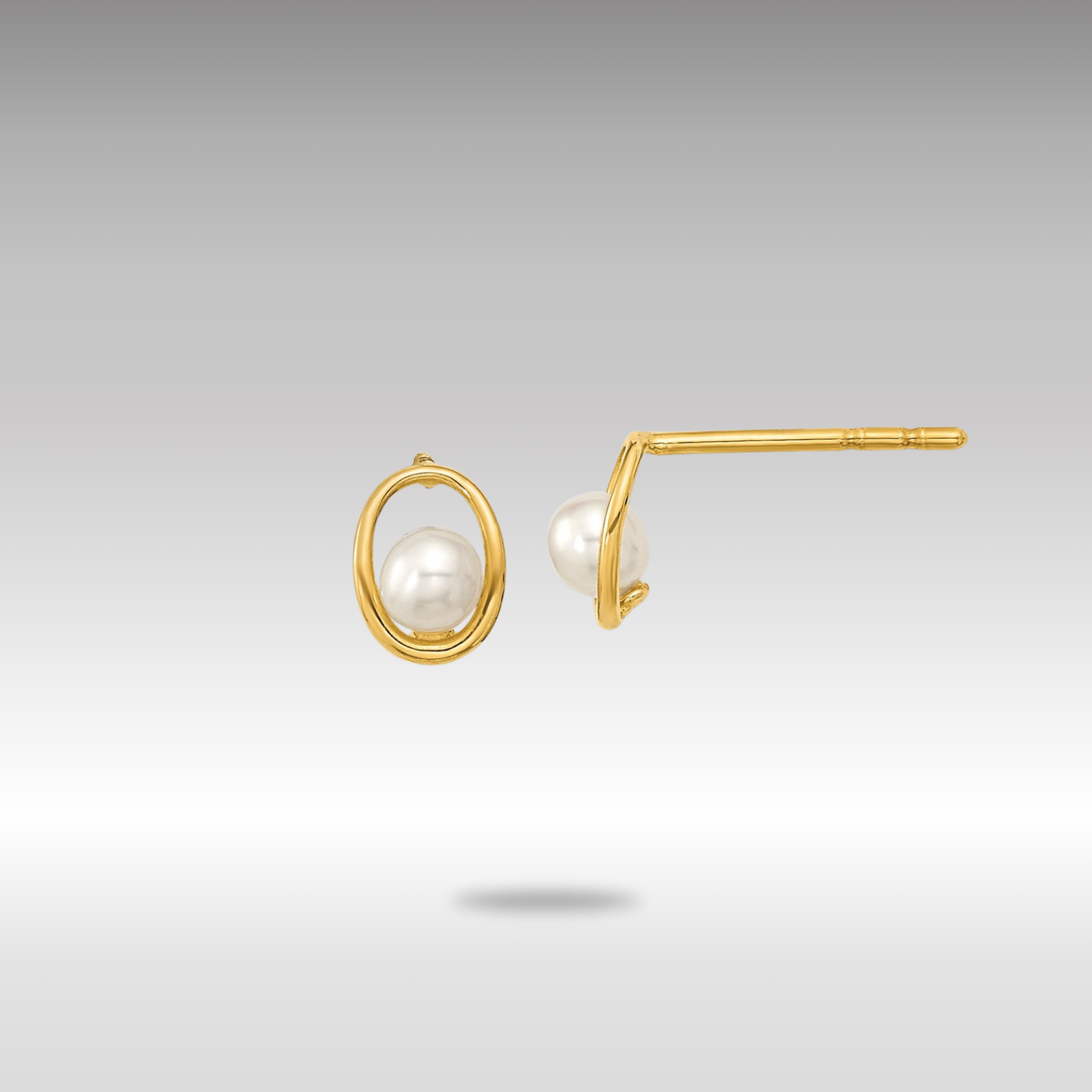 Gold Madi K Polished Oval with FW Cultured Pearl Post Earrings - Model SE3039 - Charlie & Co. Jewelry